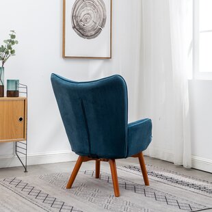 Blue velvet cheap chair with ottoman